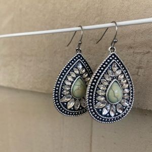 Teardrop Earrings with Turquoise Stone